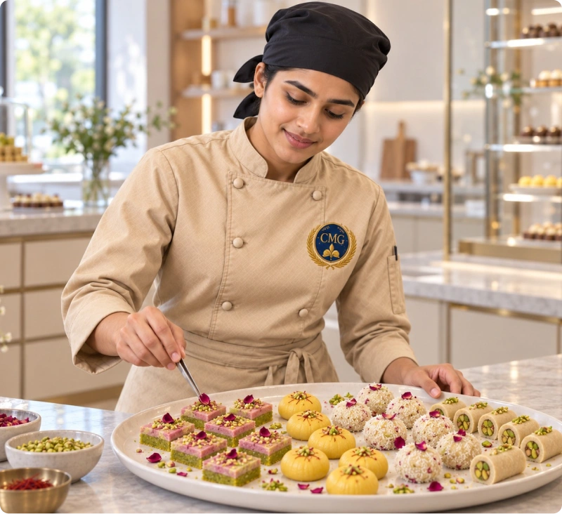 CMG culinary students training in professional culinary school kitchen